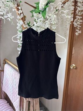 Milly Black Eyelet Sleeveless Tank